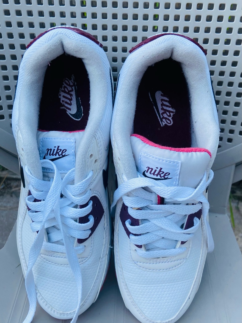 Nike Kids White Sneakers with Purple & Pink Accents